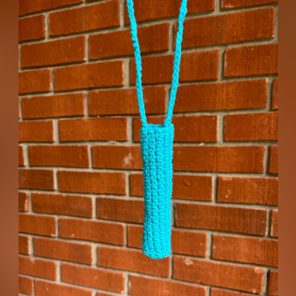 Bright Blue Crochet Lanyard Carrying Case